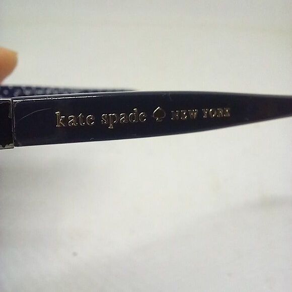 Kate Spade New York Ambrosette Eyeglass Frames-Navy Polka Dots-Rectangle - Picture 7 of 8